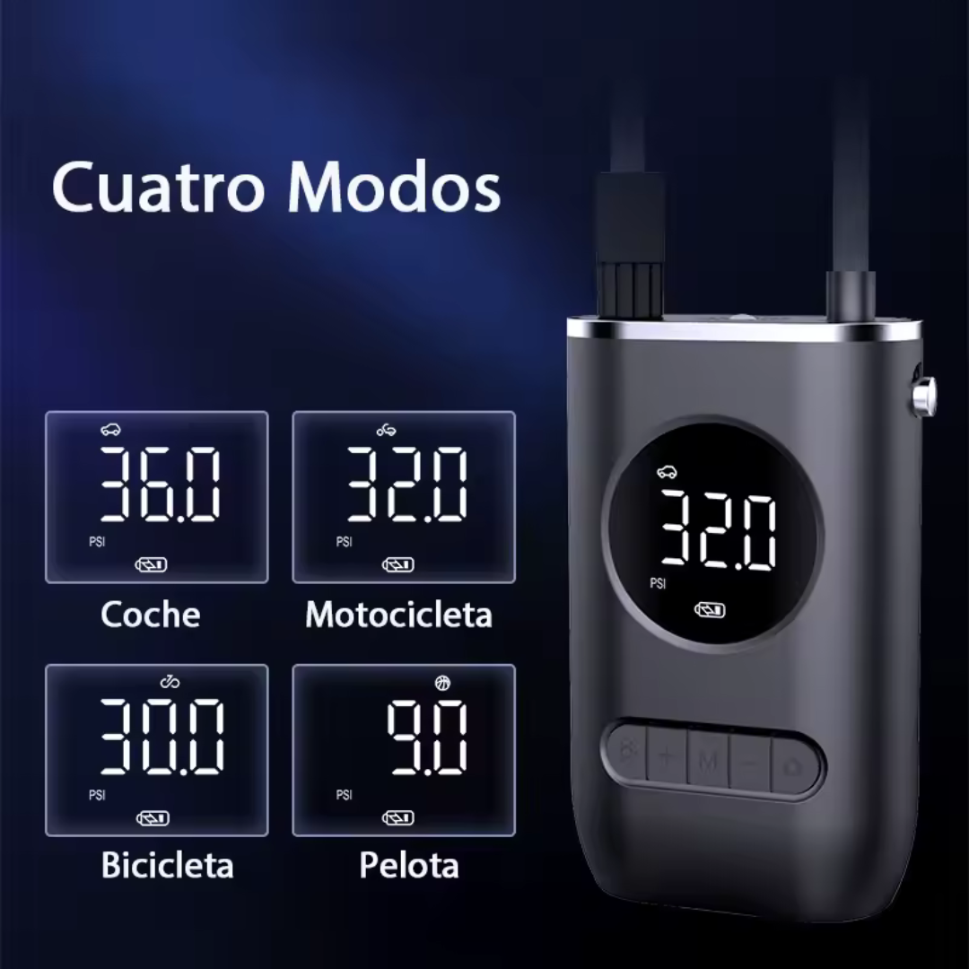 Compresor de aire portátil con 4 modos de uso